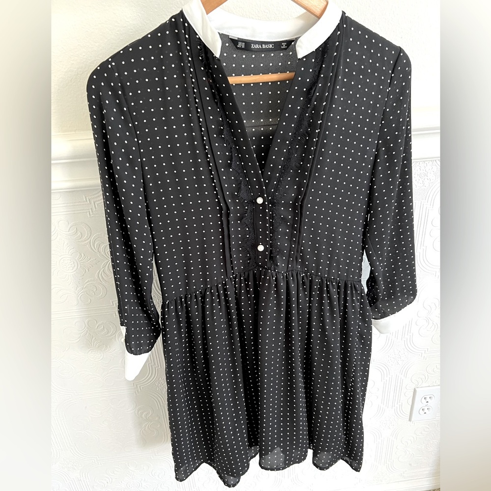 Zara polka dot dress with pear buttons
